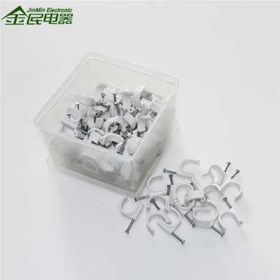 Round nail plastic cable clip/cable holder clip electric cable clips